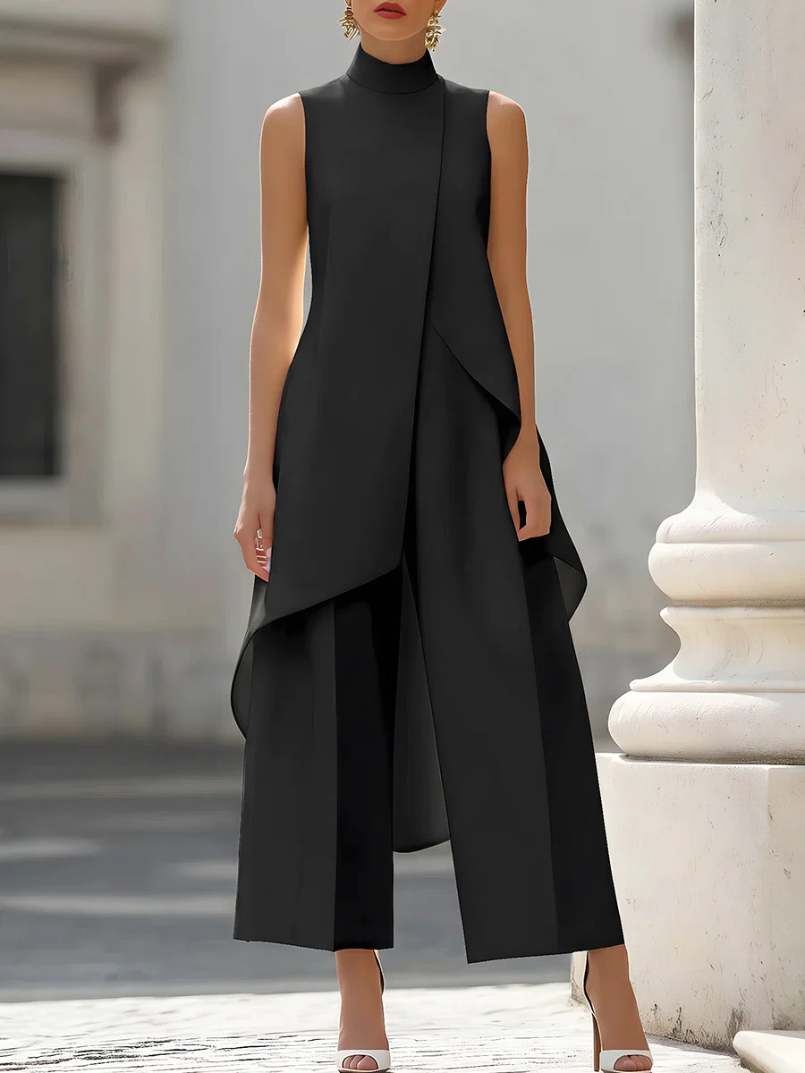 Women'S Formal Jumpsuit Evening Wear - Kombinezon bez rękawów z wysokim dekoltem,