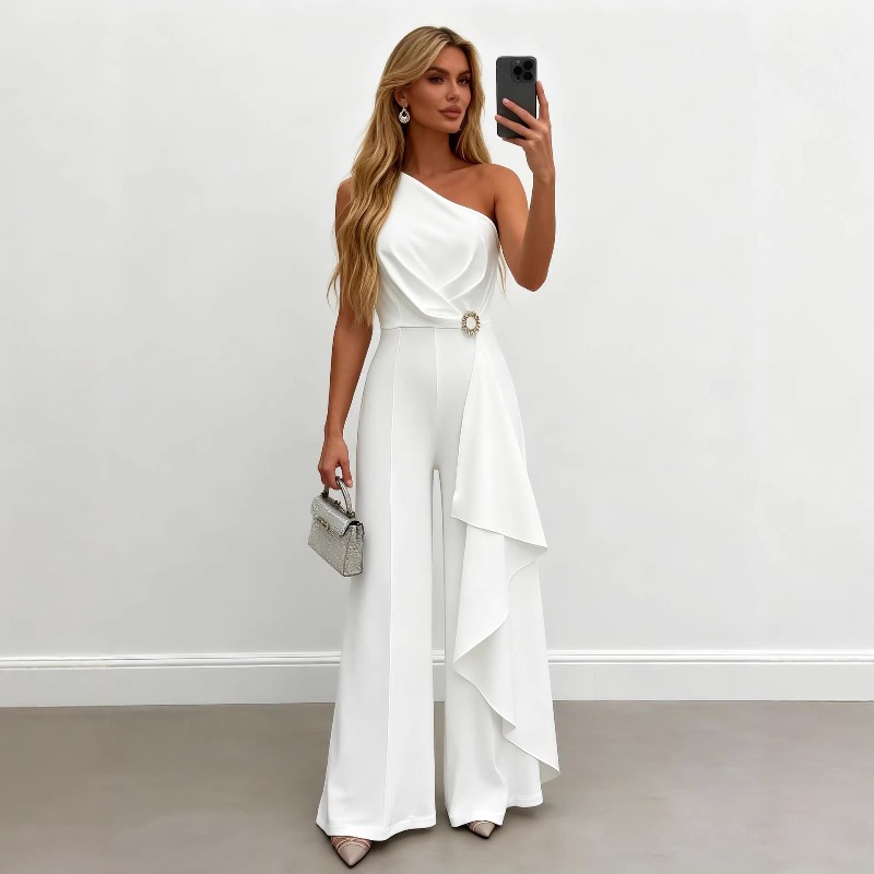 Elegancki damski biały kombine – Women'S Formal Jumpsuit Evening Wear recenzja i cena